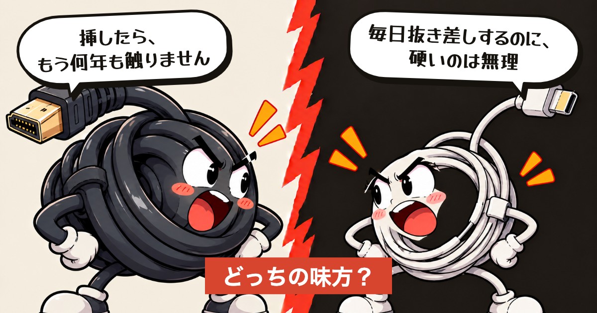 二択の設問:ケーブル、太くて速い?細くて楽?