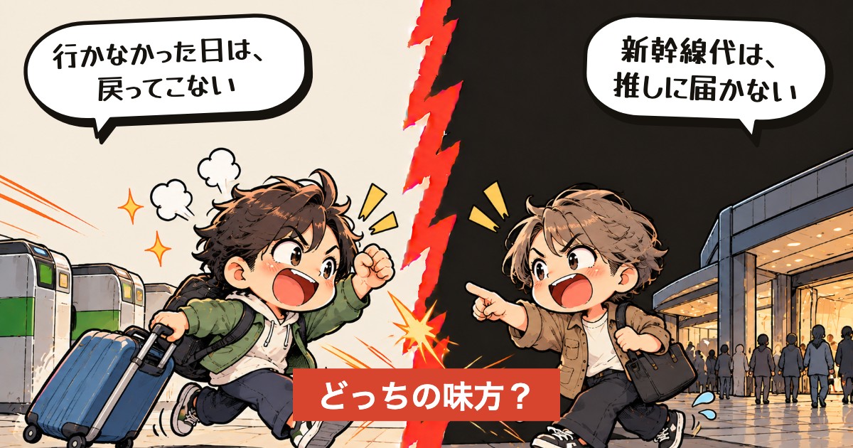 二択の設問:推しの遠征、全部行く?