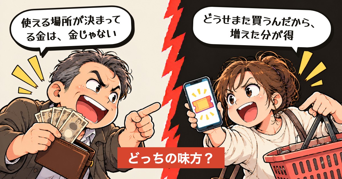 二択の設問:現金で受け取る?15%増しの券?