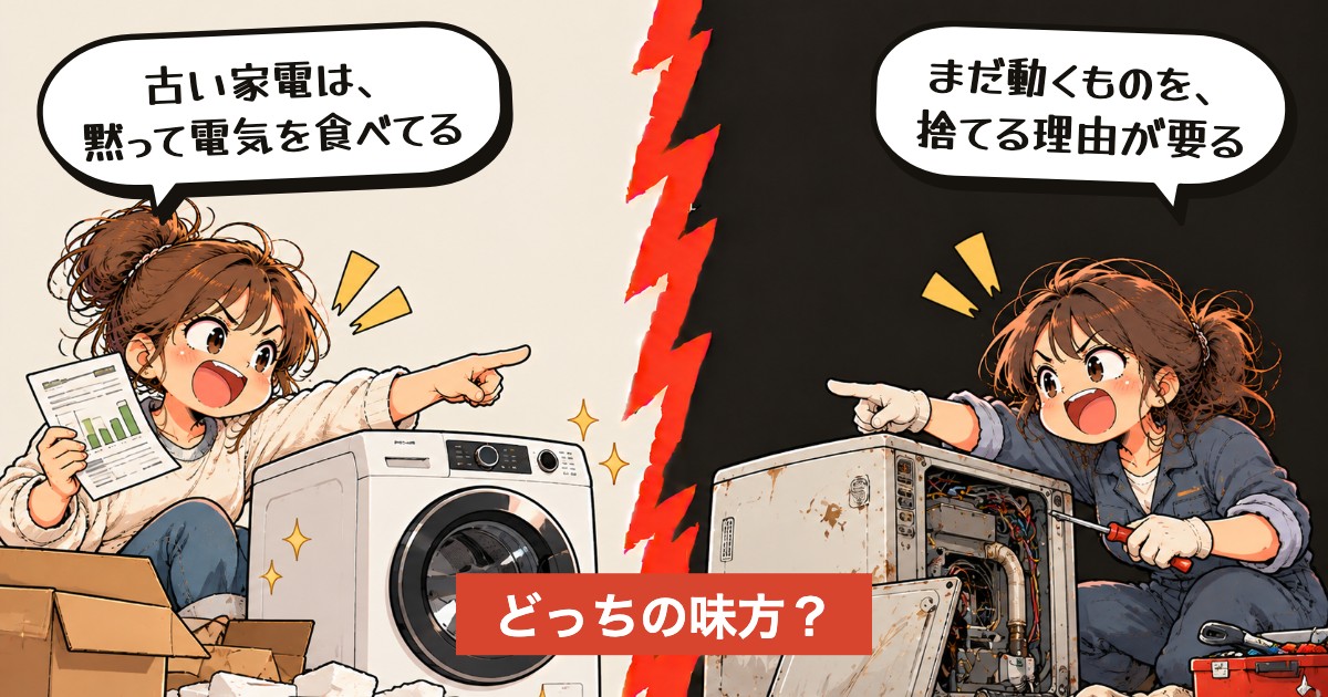 二択の設問:まだ動く家電、省エネで買い替える?
