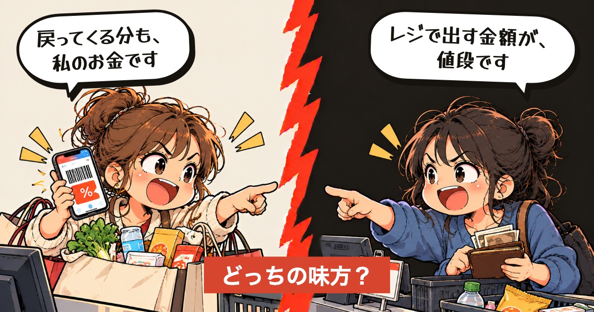 二択の設問：ポイント込みの値段、安いと思う？