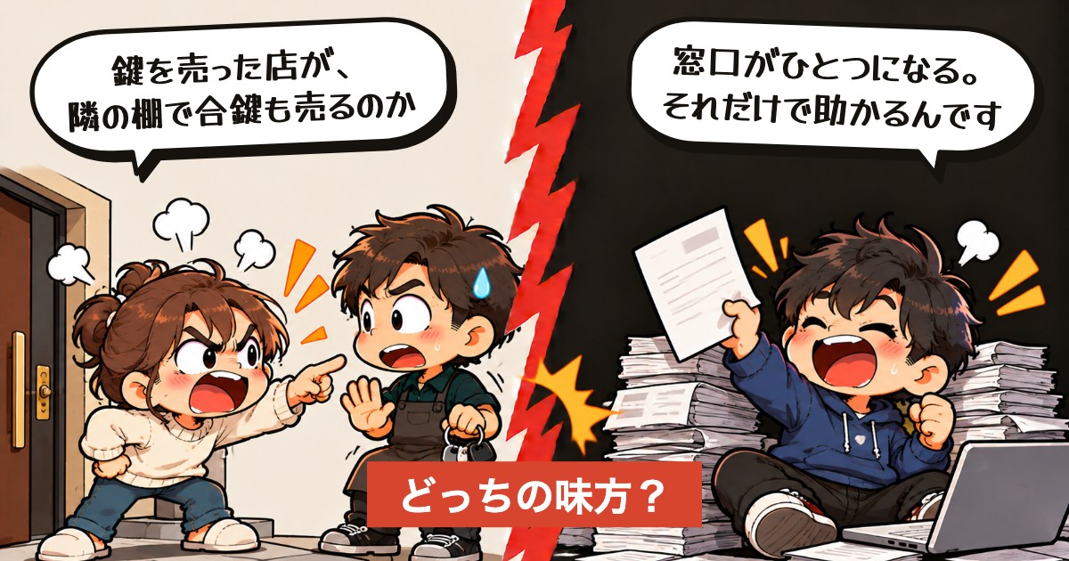 二択の設問:鍵屋が合鍵も売る、あり?