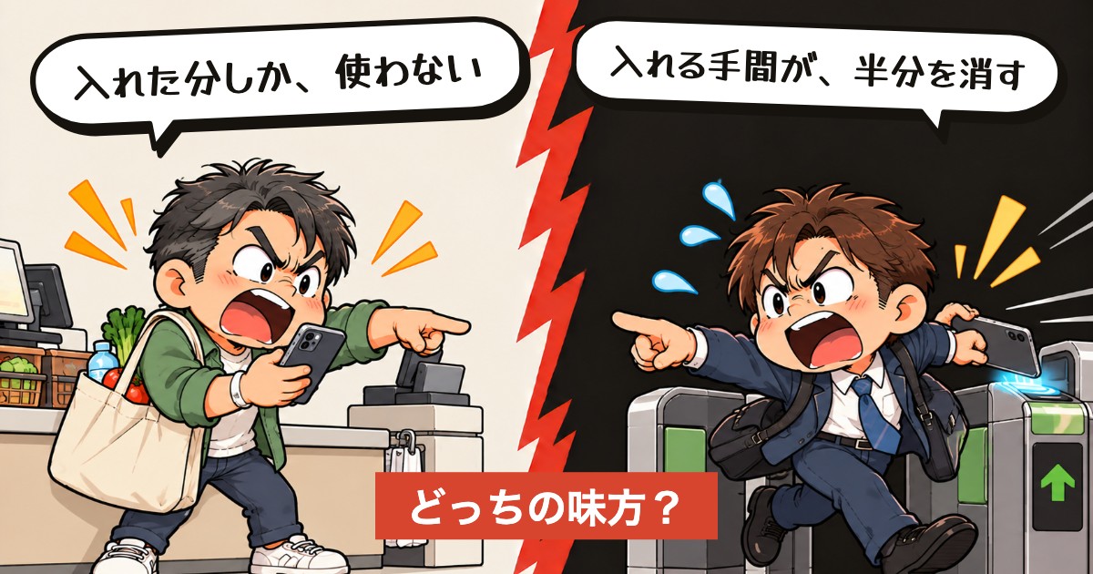 二択の設問:チャージした人が損なのは当然?