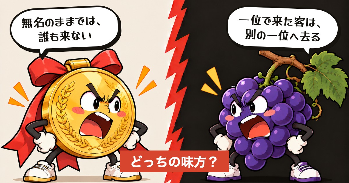 二択の設問:看板で呼ぶか、中身で待つか
