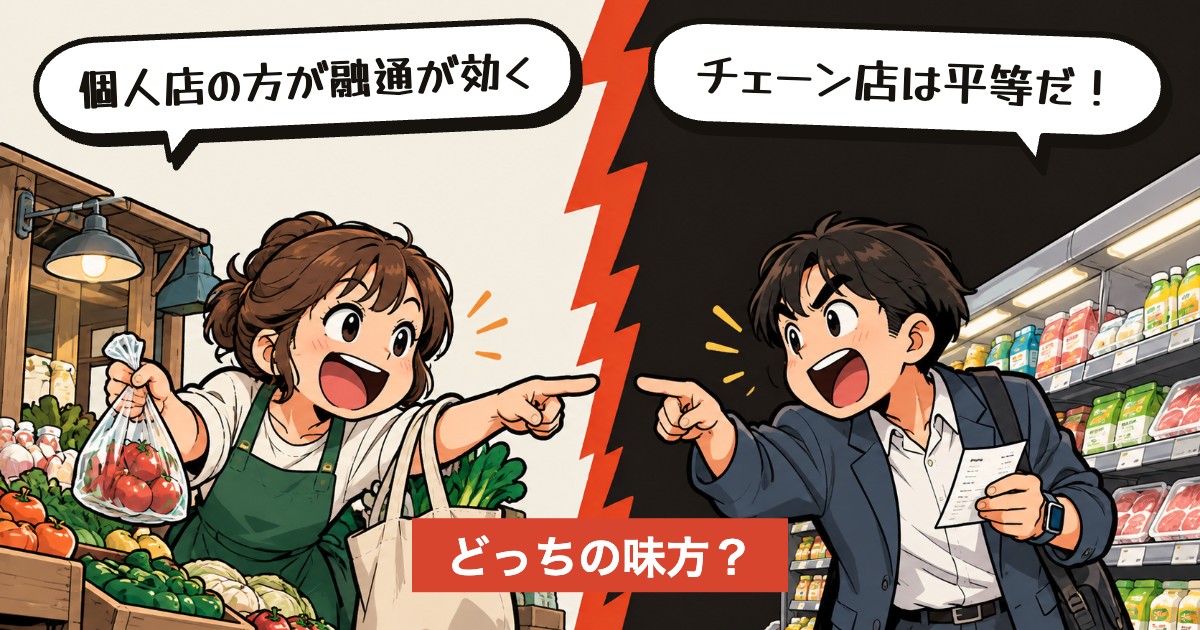 二択の設問：ツケが利く店と、値段が同じ店