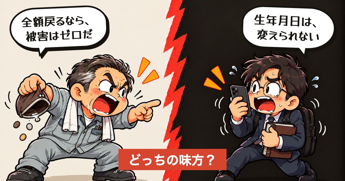 二択の設問：戻るお金と、戻らない名前