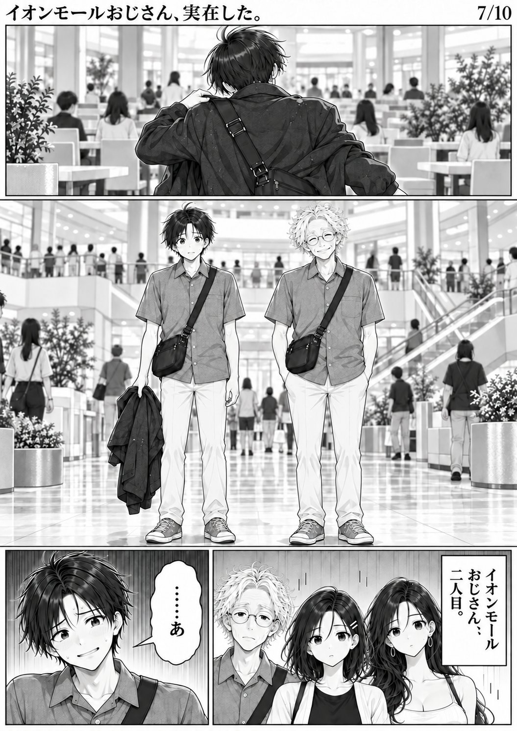 第1話 7ページ目。ユイ「イオンモールおじさん、二人目。」／ハルト「……あ」